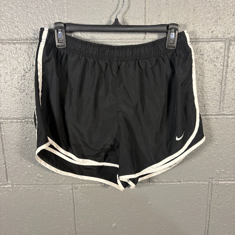 Nike Dri-FIT Womens XL Running Shorts Black White Tempo Lined Athletic Gym